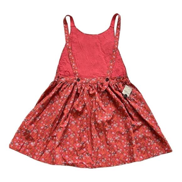 Free People Mini Dress Womens Medium Petunia Floral Apron Smocked Boho NWT - Picture 14 of 14